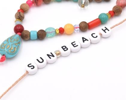 Kaufen Sie Perlen in der Schweiz Wort SUN-BEACH -8 7mm runde Buchstabenperlen (1 Wort)