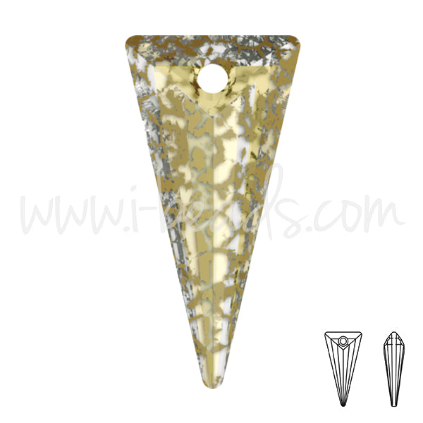 Pendentif Swarovski 6480 spike Crystal Gold patina effect 18mm (1)