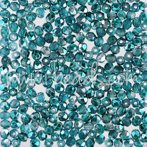Kaufen Sie Perlen in der Schweiz Glasschliffperlen mirror teal 2mm (50)
