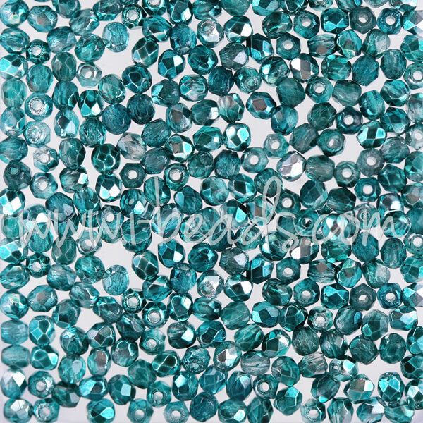 Perles facettes de boheme mirror teal 2mm (50)