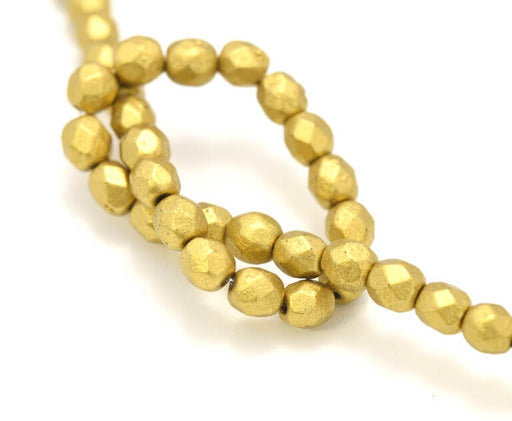 Kaufen Sie Perlen in der Schweiz Glasschliffperlen 4mm Matte - Metallic Aztec Gold (50)