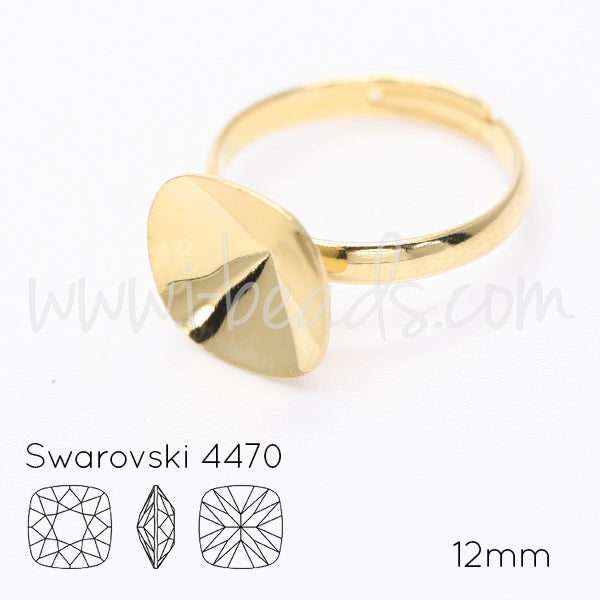 Serti à coller bague ajustable pour Swarovski 4470 12mm doré (1)