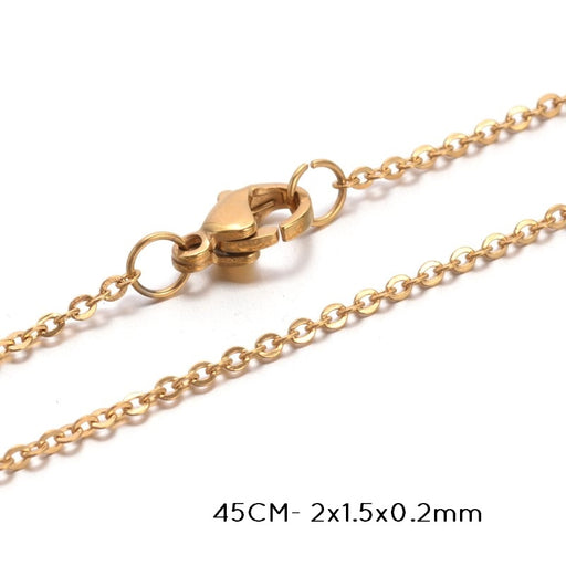 Collier chaine Acier doré OR 45cm - 2x1.5x0.2mm (1)