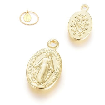 Kaufen Sie Perlen in der Schweiz Anhänger ovale Medaille mit der Jungfrau Maria, vergoldet Qualität, 11x8mm (1)