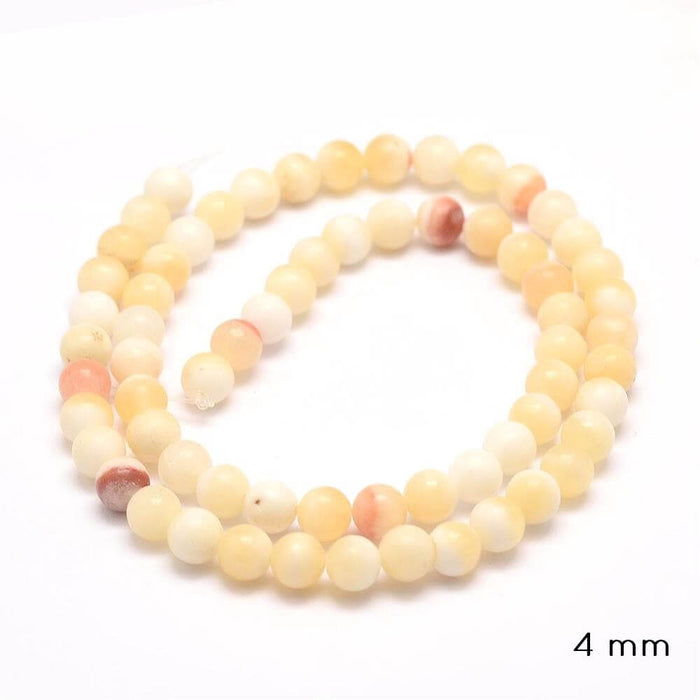 Natürlicher Honig Gelb Runder Jade Bead Strang,4mm, Bohrung: 1mm; ca. 95 Perlen (1 Strang)