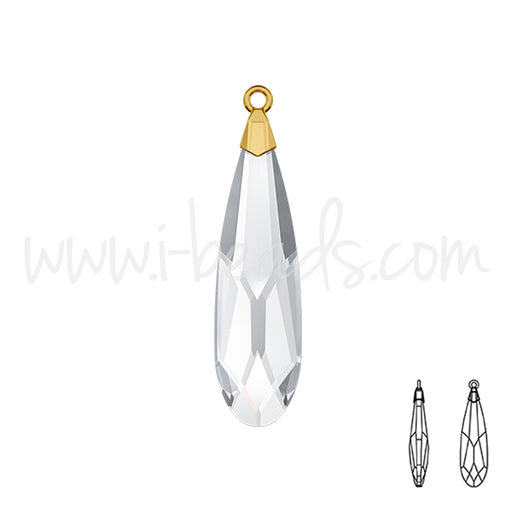 Kaufen Sie Perlen in der Schweiz Swarovski 6533 raindrop Anhänger crystal gold 23mm (1)