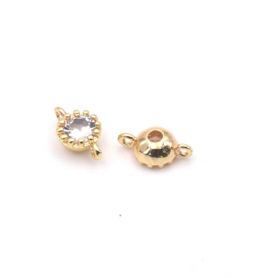 Kaufen Sie Perlen in der Schweiz Verbindungsstück aus goldenem Messing und Zirkonia 6 mm (1)