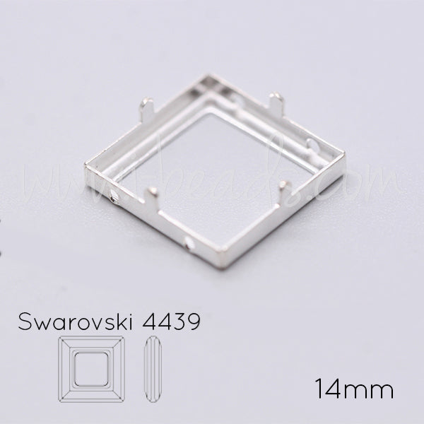 Serti à coudre pour Swarovski 4439 cosmic square 14mm argenté (1)