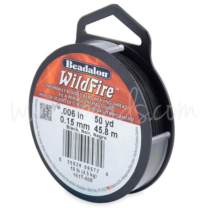 Beadalon wildfire nylonfaden schwarz 0.15mm 45.8m (1)