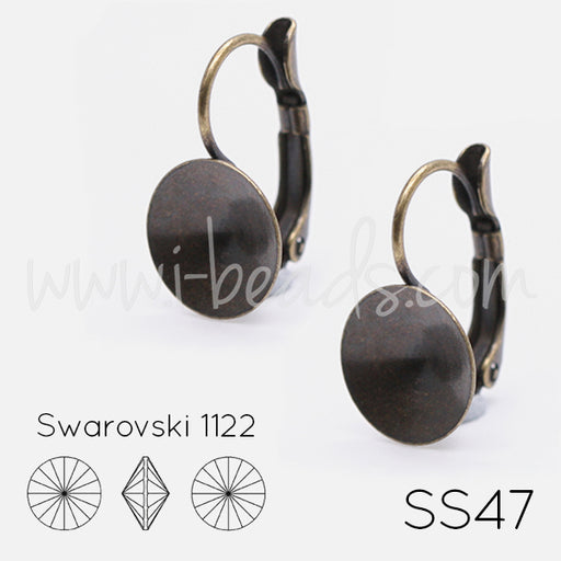 Vertiefte Ohrringfassung für Swarovski 1022 Rivoli SS47 Messing (2)