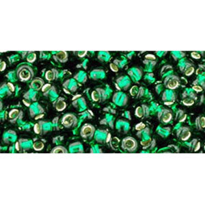 cc36 - perles de rocaille Toho 8/0 silver lined green emerald (10g)