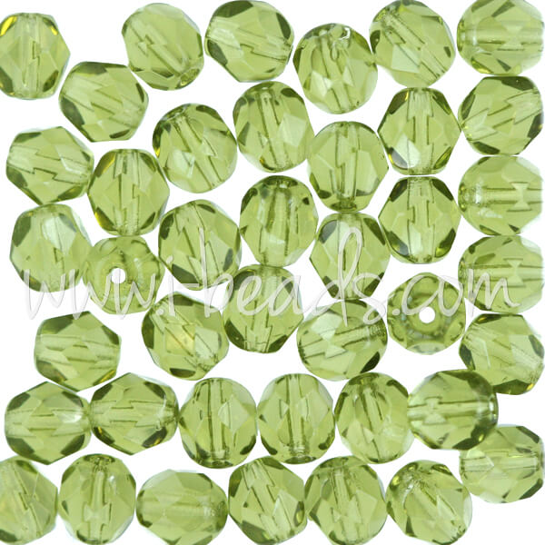 Glasschliffperlen olivine 6mm (50)