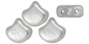 Kaufen Sie Perlen in der Schweiz Matubo Ginko leaf matte metallic silver 7.5mm 2 holes (10)