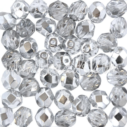 Perles facettes de bohème crystal comet light silver 6mm (50)