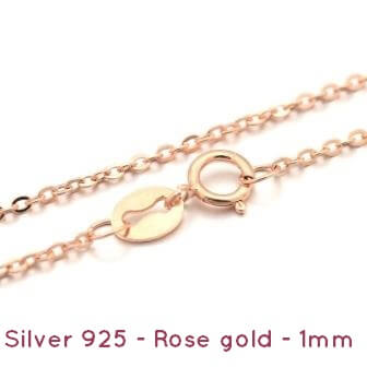 Chaine collier extra fine rolo 1mm Argent 925 doré or ROSE 45cm (1)