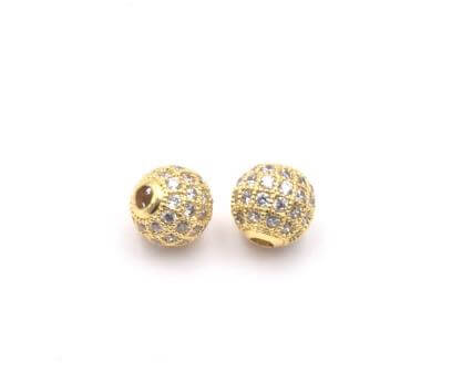Kaufen Sie Perlen in der Schweiz Runde Perle besetzt mit Zirkonen Vergoldetes Messing 8x1,9 mm (1)