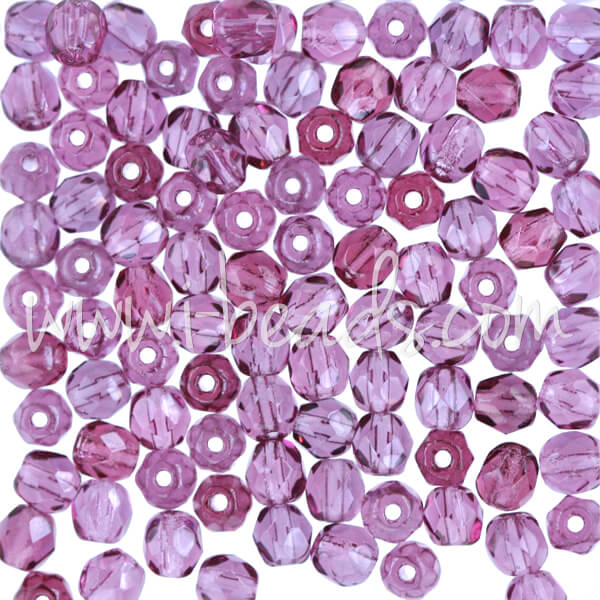 Perles facettes de bohème fuchsia 4mm (100)