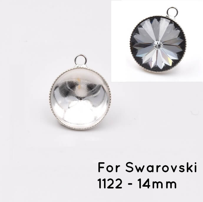 Serti à coller pendentif pour Swarovski 1122 14mm plaqué argent (1)