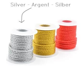 Achat Fil torsadé 3 brins en nylon 3mm ARGENT (Vente par 1m)