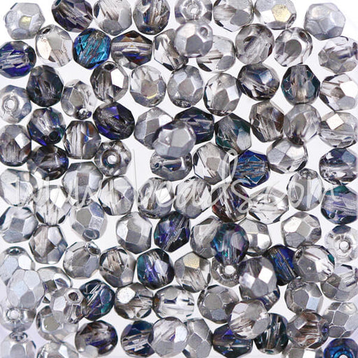 Kaufen Sie Perlen in der Schweiz Glasschliffperlen silver blue crystal 4mm (100)