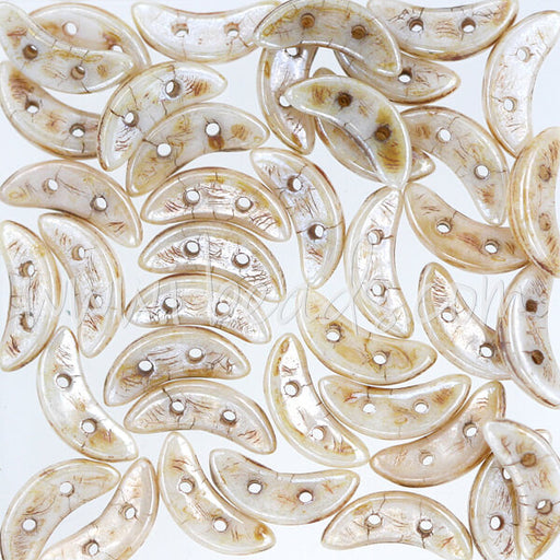 Kaufen Sie Perlen in der Schweiz 2 Loch Perlen CzechMates Crescent 3x10mm opaque luster picasso (5g)
