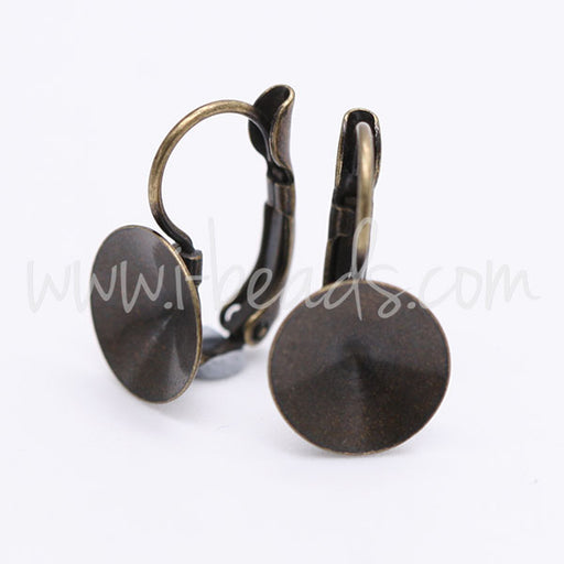 Kaufen Sie Perlen in der Schweiz Vertiefte Ohrringfassung für Swarovski 1022 Rivoli SS47 Messing (2)