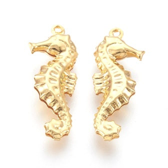 Kaufen Sie Perlen in der Schweiz Hippocampus Charm Edelstahl, 26,5 mm Gold (1)