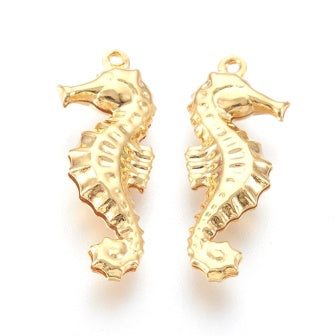 Hippocampus Charm Edelstahl, 26,5 mm Gold (1)