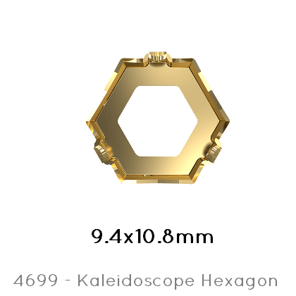 Achat Swarovski 4699/S Kaleidoscope Hexagon sew on setting GOLD 9,4x10,8mm (1)