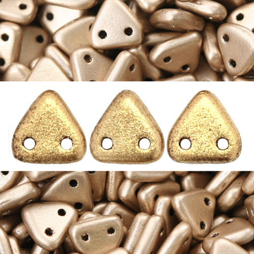 Kaufen Sie Perlen in der Schweiz 2 Loch Perlen CzechMates triangle Matte Metallic Flax 6mm (10g)