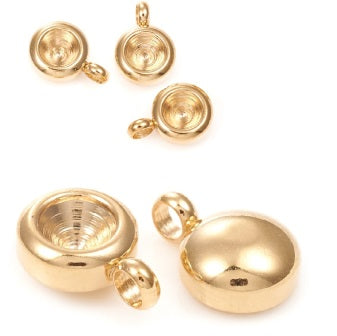 Kaufen Sie Perlen in der Schweiz Anhänger rund für Cabochon 4mm ss19-Edelstahl vergoldet (2)