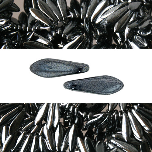 Perles 2 trous CzechMates Daggers hematite 5x16mm (50)