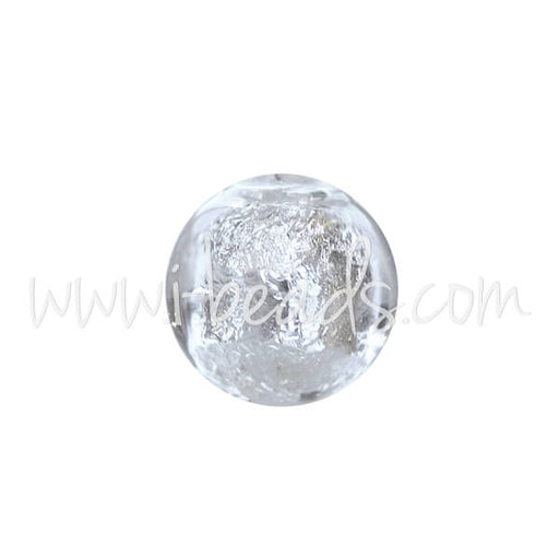 Kaufen Sie Perlen in der Schweiz Murano Glasperle Rund Kristall und Silber 6mm (1)