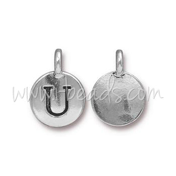 Charm Buchstabe U Antik Silber - plattiert 11mm (1)