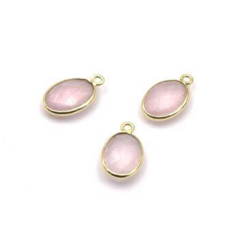 Achat Pendentif bezel en quartz rose sertis 14x9mm (1)