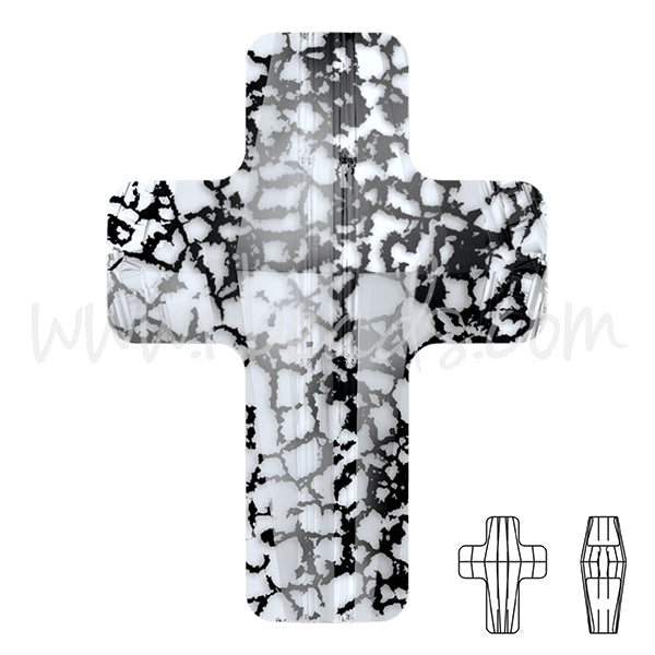 Perle croix Swarovski 5378 crystal black patina effect 14mm (1)