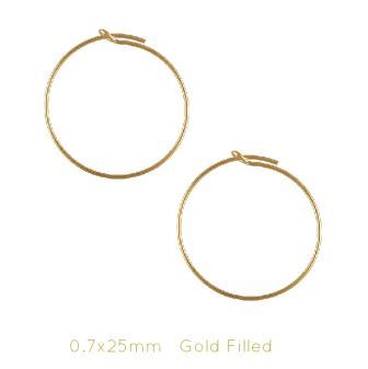 Créoles Boucles d'oreilles à perler - Gold filled - 0.7x25mm (2)