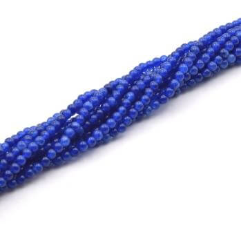 Kaufen Sie Perlen in der Schweiz naturliche Jade runde Perlen LAPIS BLUE Getönte 3 mm - 140 Perlen - Loch: 0.5 mm (1 Strang)