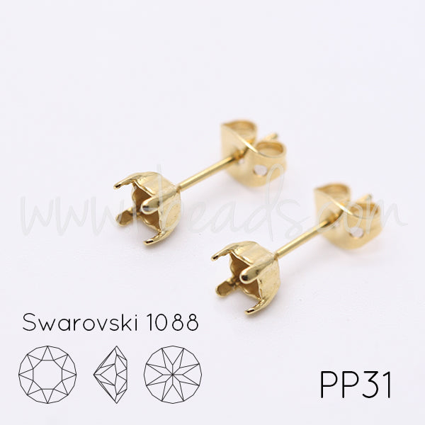 Serti boucle d'oreilles pour Swarovski 1088 4mm-pp31-SS19 doré (2)