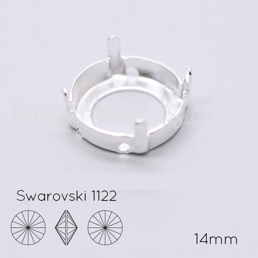 Kaufen Sie Perlen in der Schweiz Aufnähfassung für Swarovski 1122 Rivoli 14mm silber-plattiert (2)