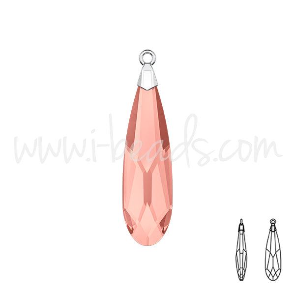 Pendentif Swarovski 6533 raindrop blush rose rhodium 23mm (1)