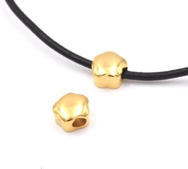 Kaufen Sie Perlen in der Schweiz Edelstahlblumenperlen, vergoldet - 10x6mm 2,5mm Loch (1)