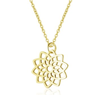 Kaufen Sie Perlen in der Schweiz Edelstahl GOLD Anhänger Charm Connector Blume 16mm (1)