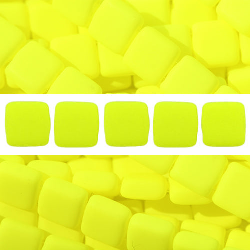 Perles 2 trous CzechMates tile Neon Yellow 6mm (50)