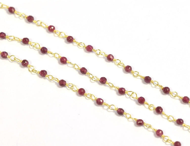 Ruby Rosenkranz Kette 2mm Silber vergoldet (10cm)