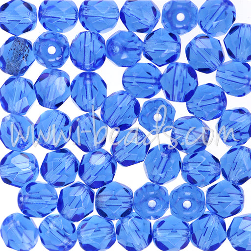 Kaufen Sie Perlen in der Schweiz Glasschliffperlen sapphire 6mm (50)