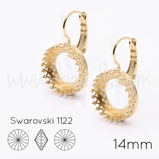 Kaufen Sie Perlen in der Schweiz Vintage Ohrringfassung für Swarovski 1122 14mm gold-plattiert (2)
