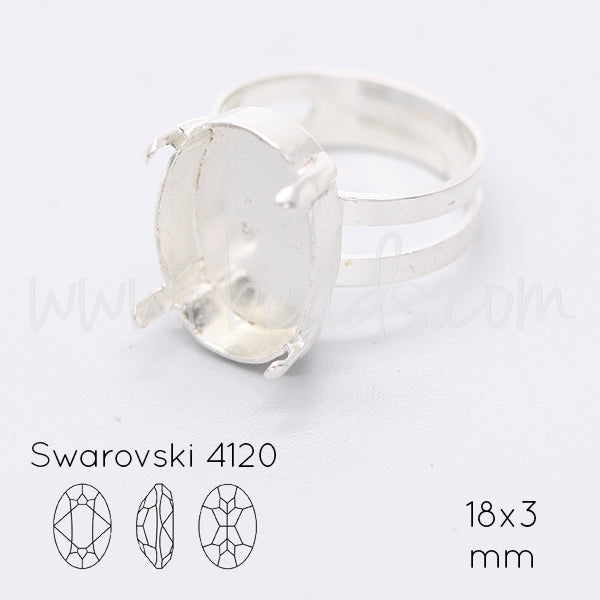 Verstellbare Ringfassung für Swarovski 4120 18x13mm silber-plattiert (1)