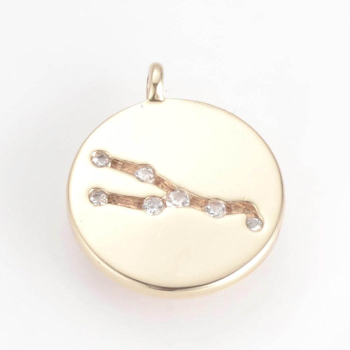 Constellation - zodiaque-médaille doré à l'or fin et zircon -TAUREAU 11mm-vente à l'unité