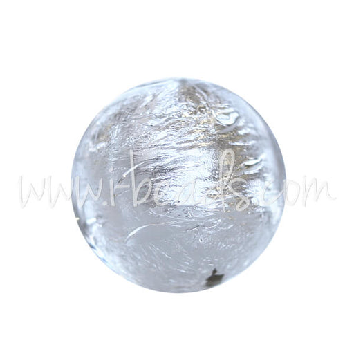 Kaufen Sie Perlen in der Schweiz Murano Glasperle Rund Kristall und Silber 10mm (1)